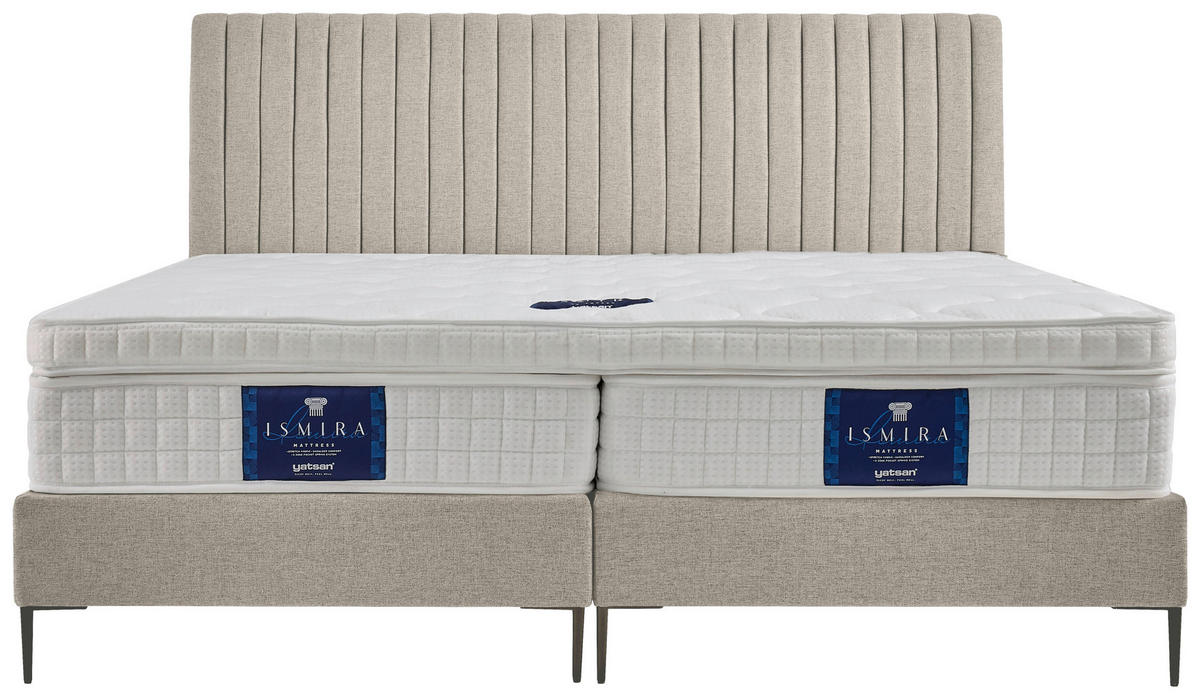 BOXSPRINGBETT 180/200 cm  in Creme  - Creme/Schwarz, MODERN, Holzwerkstoff/Textil (180/200cm) - MID.YOU