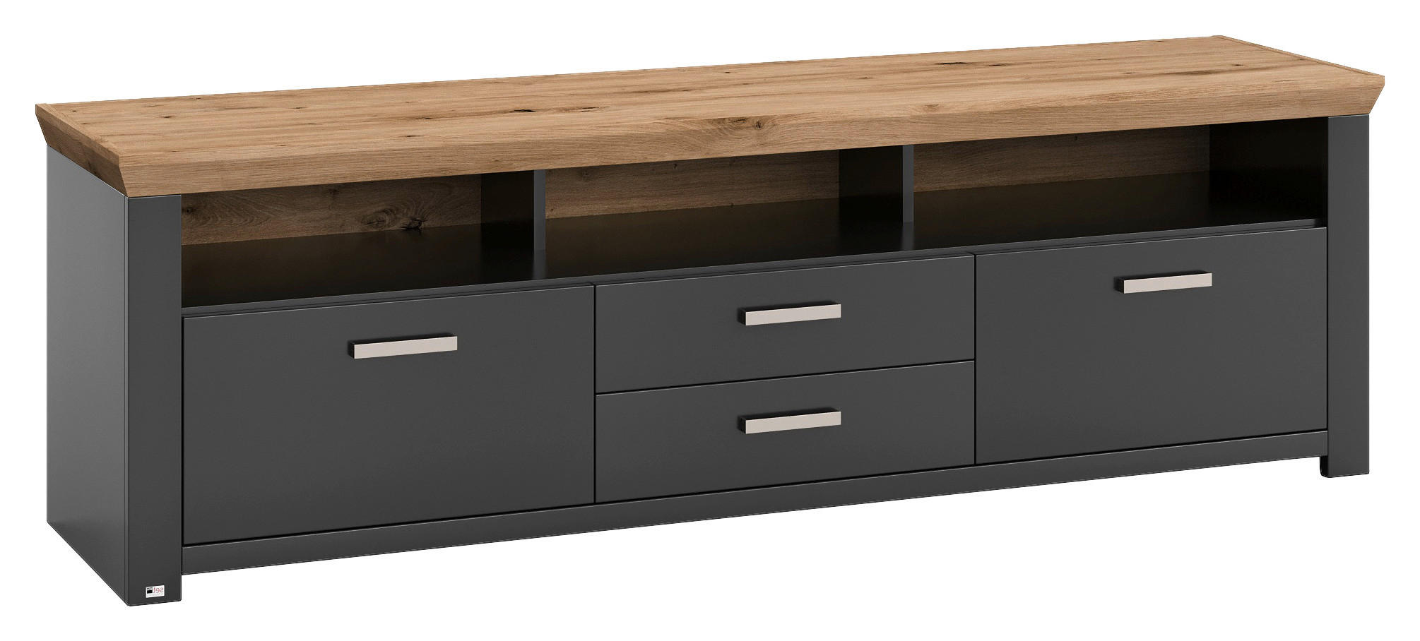 LOWBOARD Graphitfarben, Eiche Artisan - Graphitfarben/Eiche Artisan, Design, Metall (199,7/62,6/51,2cm) - SetOne by Musterring