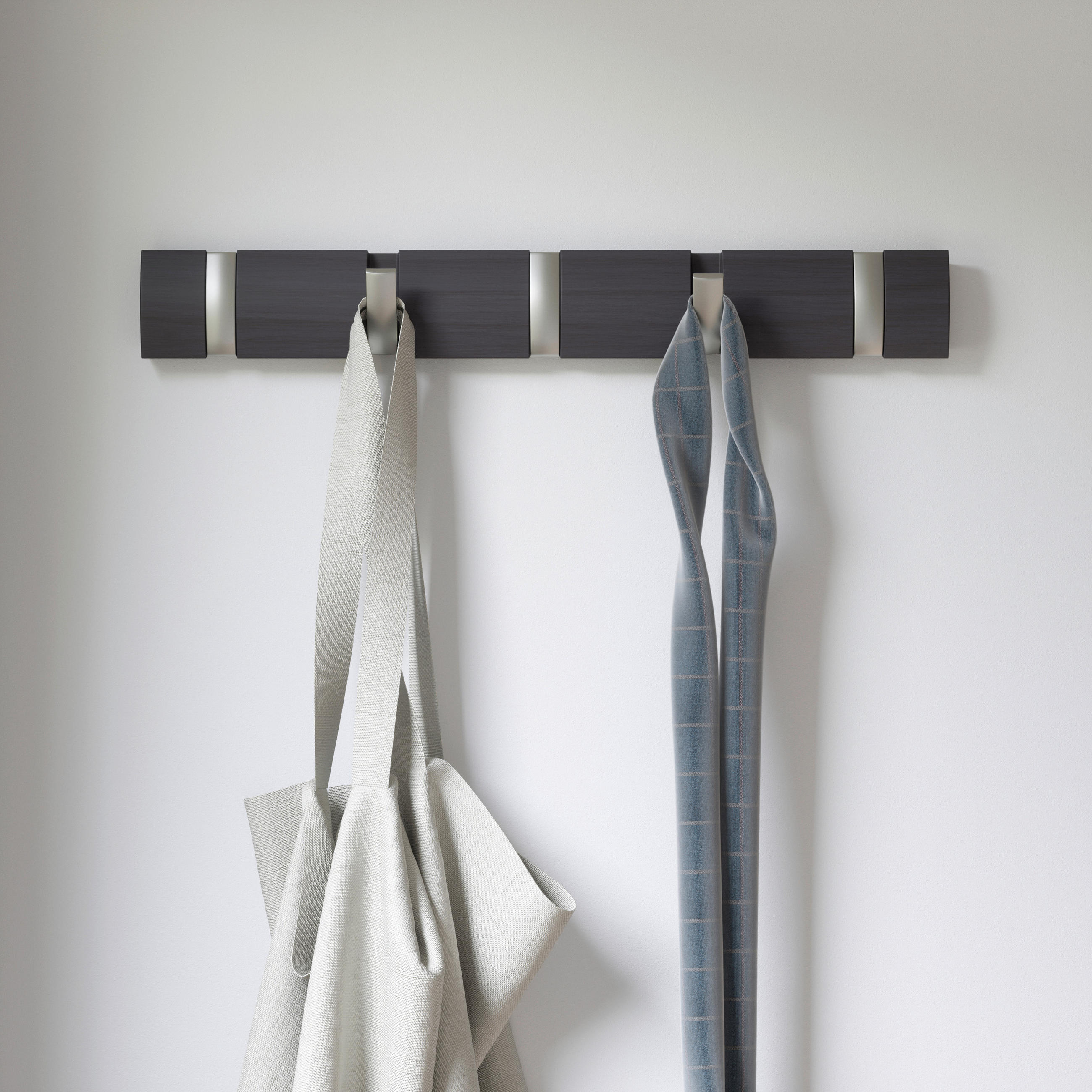 GARDEROBENLEISTE  in Pappel Anthrazit, Nickelfarben  - Anthrazit/Nickelfarben, Design, Holz (51/6/3cm) - Umbra