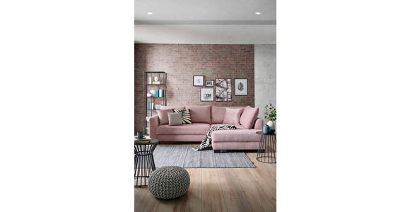 ECKSOFA in Cord Rosa  - Schwarz/Rosa, KONVENTIONELL, Holz/Textil (267/181cm) - Carryhome