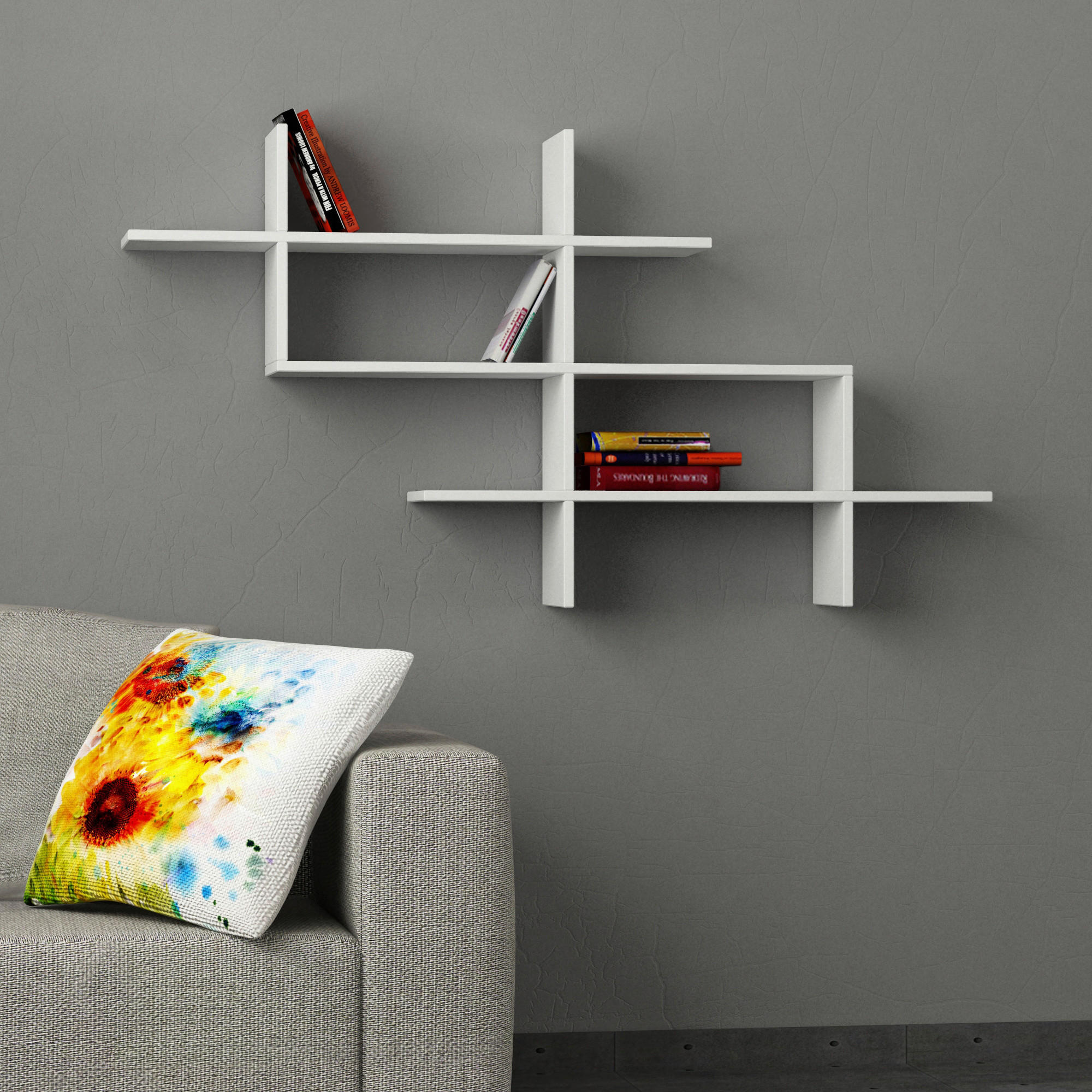VÄGGHYLLA 150/82/22 cm  - vit, Design, trämaterial (150/82/22cm) - Livetastic