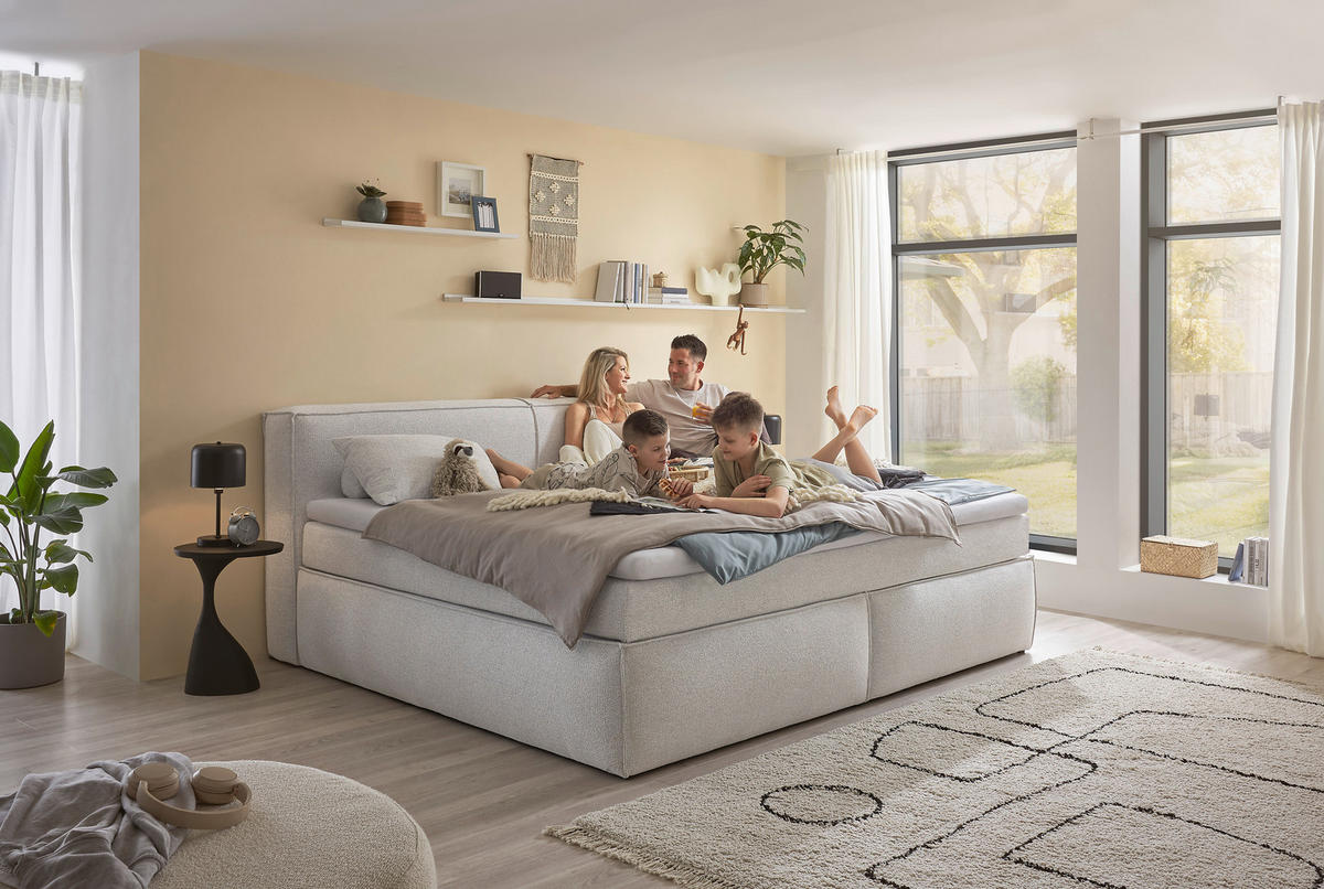 FAMILIENBOXSPRINGBETT - Silberfarben/Schwarz, LIFESTYLE, Kunststoff/Textil (240/200cm) - Esposa