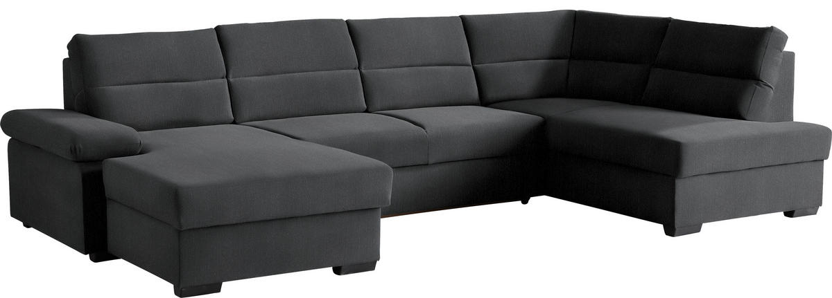 WOHNLANDSCHAFT in Webstoff Schwarz  - Dunkelbraun/Schwarz, Konventionell, Kunststoff/Textil (166/319/183cm) - Cantus