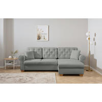 ECKSOFA in Dunkelgrau  - Dunkelgrau/Buchefarben, Design, Holz/Textil (266/161cm) - MID.YOU