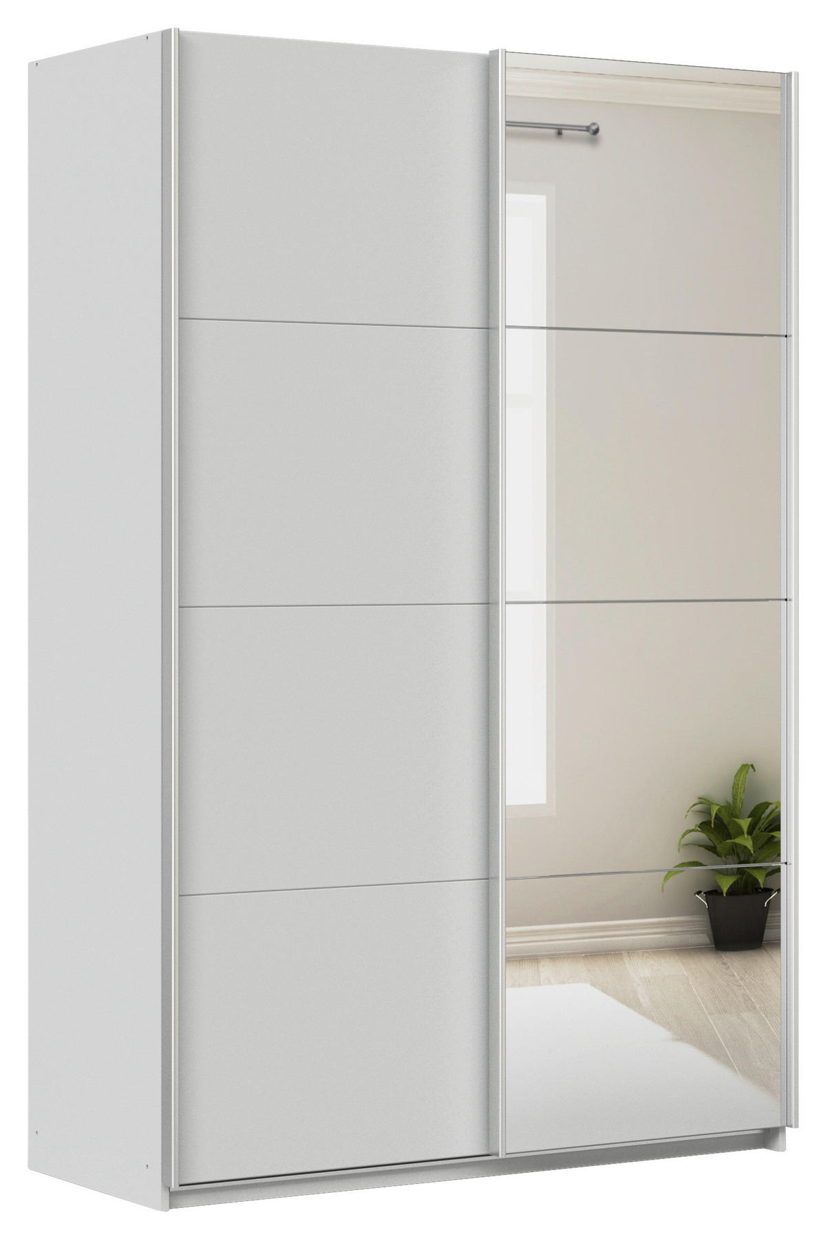 SCHWEBETÜRENSCHRANK  in Seidengrau  - Seidengrau/Alufarben, KONVENTIONELL, Glas/Holzwerkstoff (136/210/62cm) - Xora