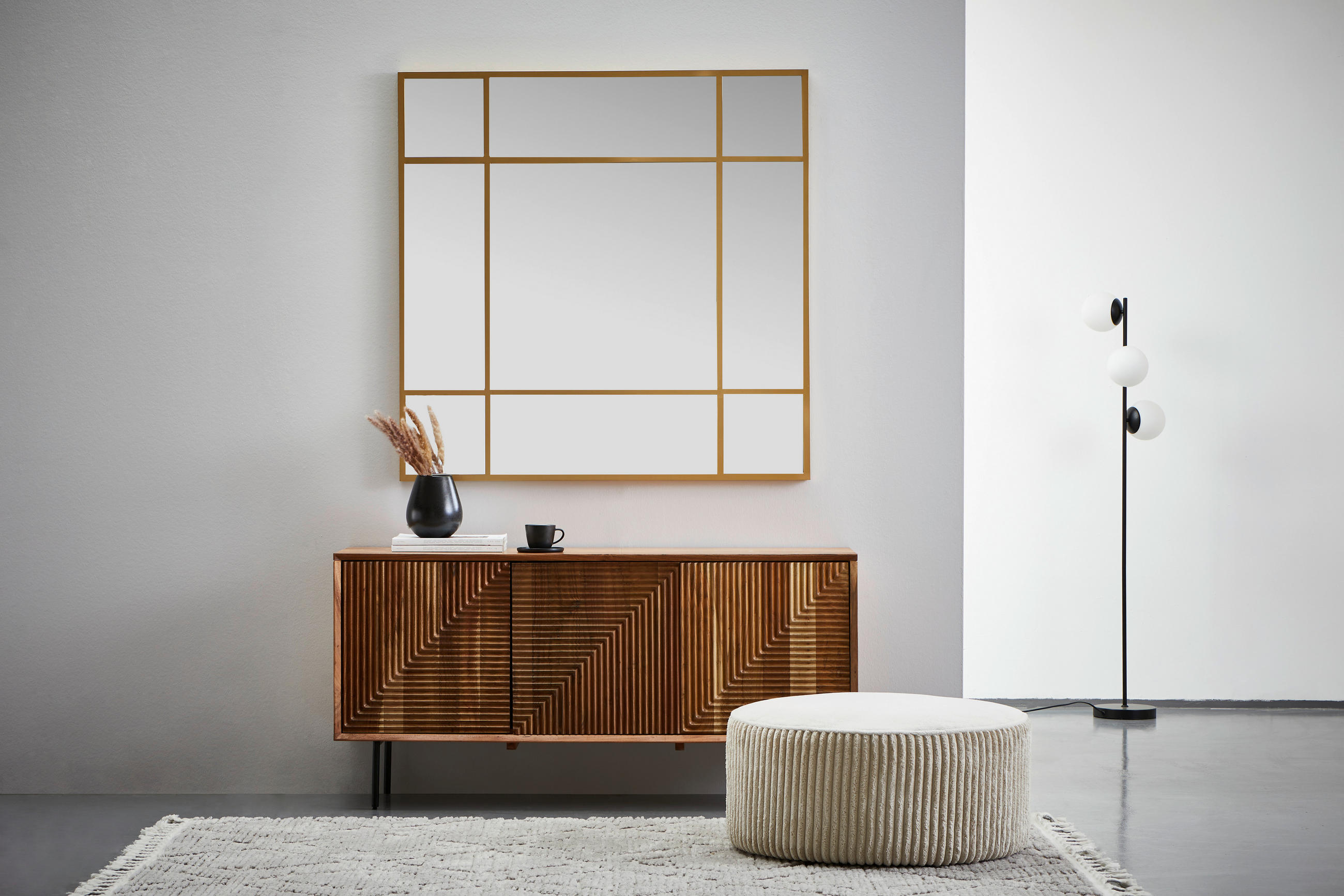 WANDSPIEGEL 120/120/3 cm    in quadratisch  - Goldfarben, Design, Glas/Holzwerkstoff (120/120/3cm) - MID.YOU