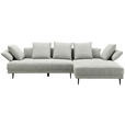 ECKSOFA in Mikrofaser Hellgrau  282/171 cm  - Hellgrau/Schwarz, Design, Textil/Metall (282/171cm) - Hom`in