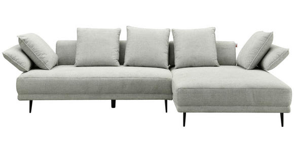 ECKSOFA in Mikrofaser Hellgrau  282/171 cm  - Hellgrau/Schwarz, Design, Textil/Metall (282/171cm) - Hom`in