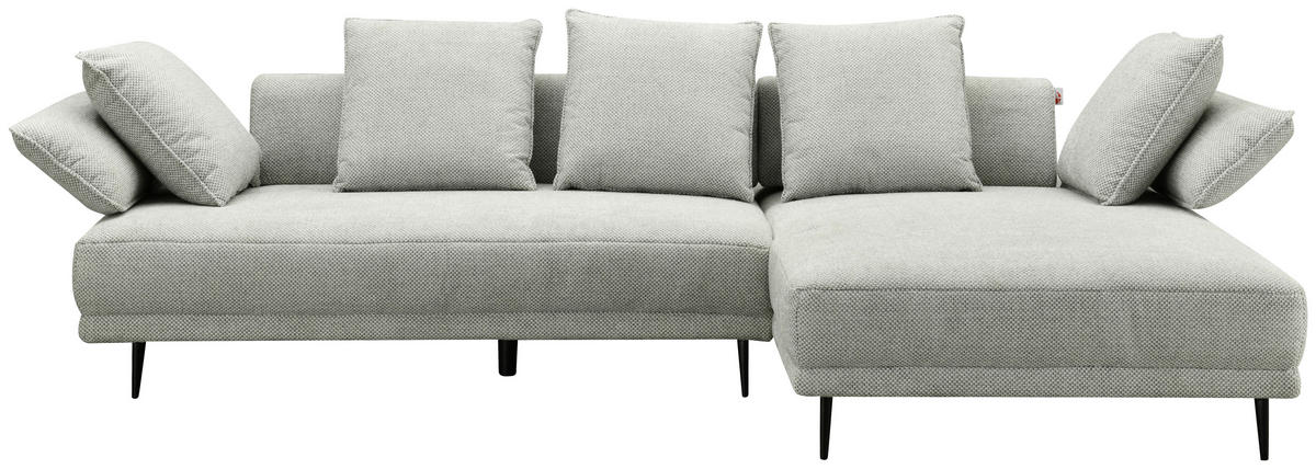 ECKSOFA in Mikrofaser Hellgrau  282/171 cm  - Hellgrau/Schwarz, Design, Textil/Metall (282/171cm) - Hom`in