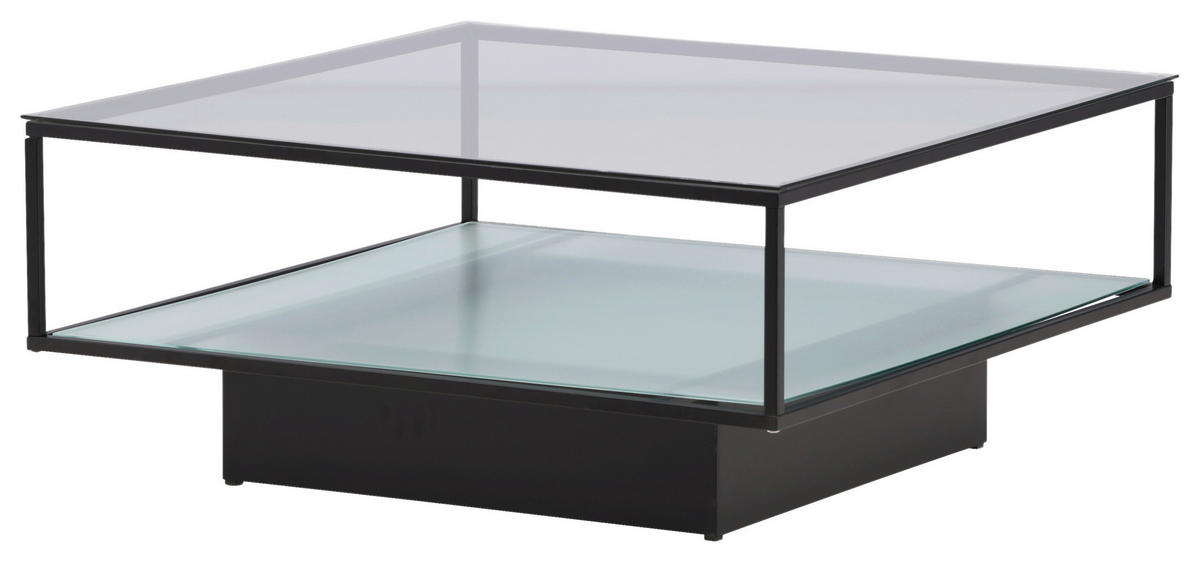 COUCHTISCH Klarglas 90/90/38 cm quadratisch Schwarz  - Schwarz, Design, Glas/Metall (90/90/38cm) - Livetastic