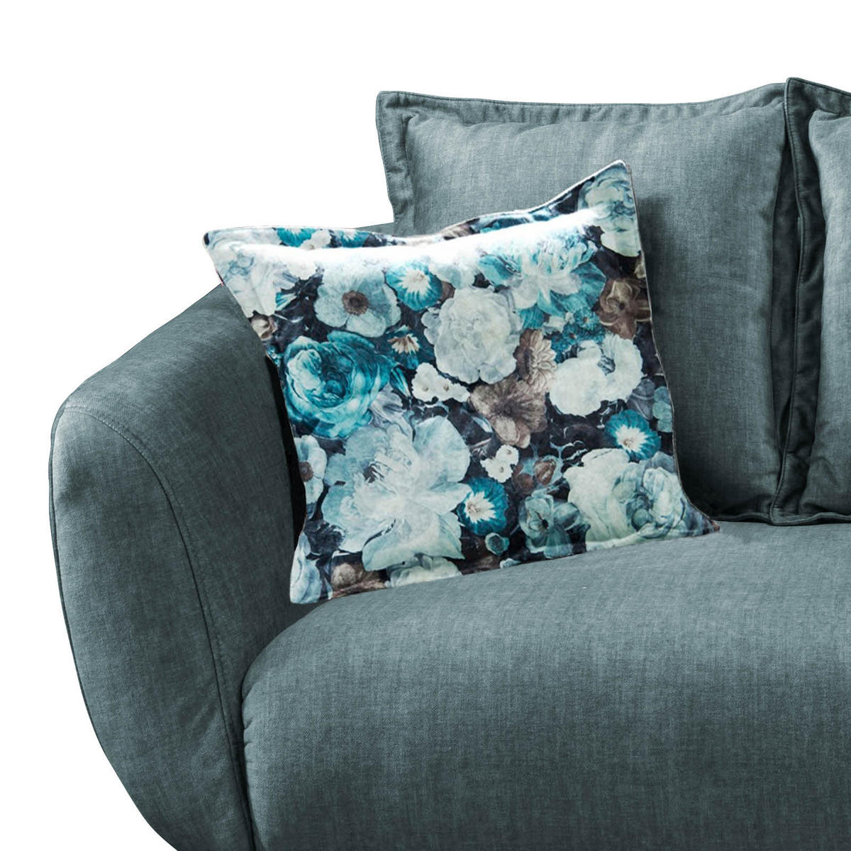 2,5-SITZER Velours Blau, Multicolor  - Blau/Multicolor, MODERN, Holz/Textil (196/94/103cm) - Livetastic