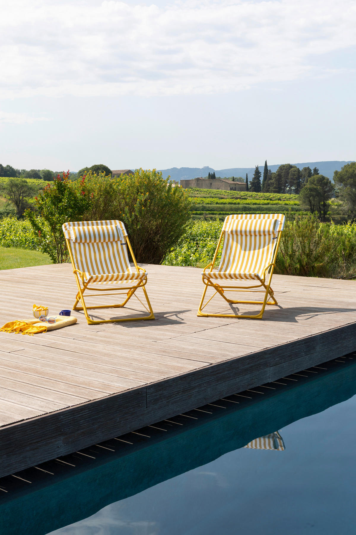 STRANDSTUHL Stahl Gelb, Weiß  - Gelb/Weiß, Basics, Kunststoff/Metall (60/91/83cm) - Lafuma Mobilier