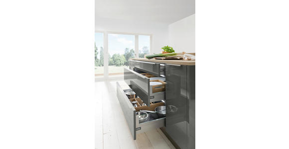 EINBAUKÜCHE - Eichefarben/Grau, Design, Holzwerkstoff - Dieter Knoll