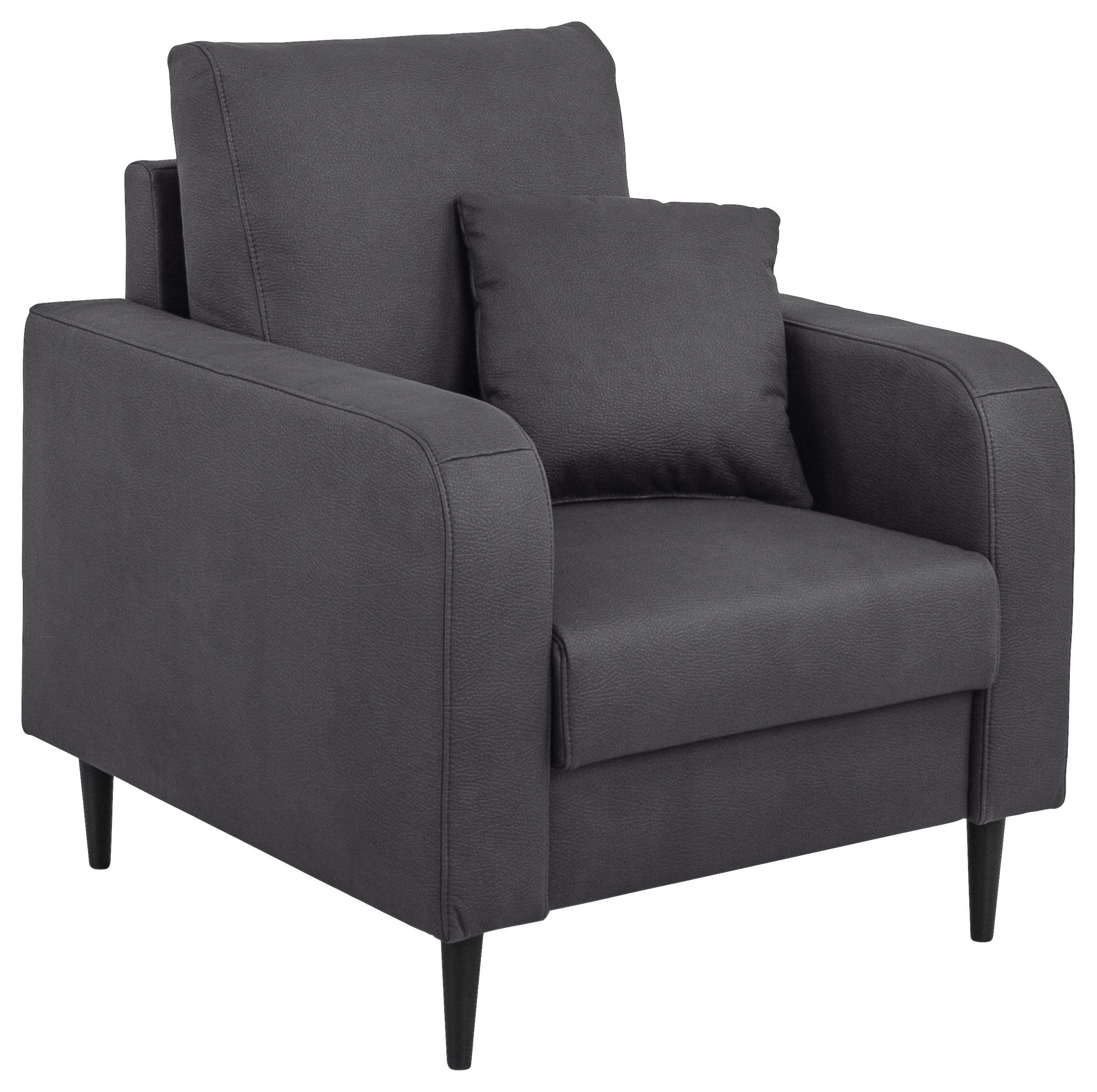 SESSEL Lederlook Grau    - Schwarz/Grau, KONVENTIONELL, Holz/Textil (87/96/86cm) - Carryhome