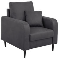 SESSEL Lederlook Grau    - Schwarz/Grau, KONVENTIONELL, Holz/Textil (87/96/86cm) - Carryhome