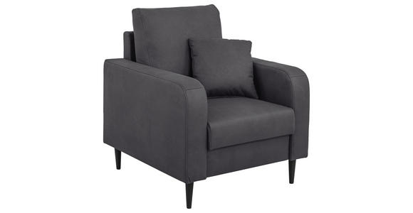 SESSEL in Lederlook Grau - Schwarz/Grau, KONVENTIONELL, Holz/Textil (87/96/86cm) - Carryhome