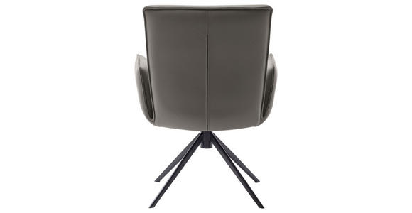 ARMLEHNSTUHL in Stahl Echtleder pigmentiert - Anthrazit/Schwarz, Design, Leder/Metall (63/89/65cm) - Valnatura
