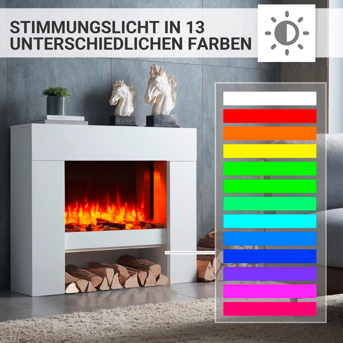 ELEKTROKAMIN - Weiß, Basics, Holzwerkstoff/Metall (100/83/28cm)