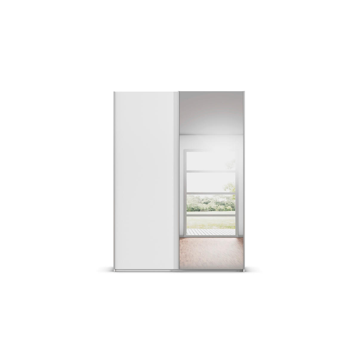 SCHWEBETÜRENSCHRANK 162/223/69 cm,  in Weiß, Alufarben, 2 Tür(en)  - Alufarben/Weiß, Basics, Glas/Holzwerkstoff (162/223/69cm) - Rauch Möbel