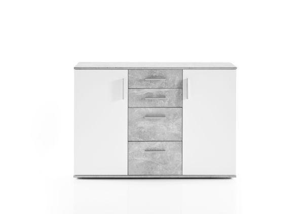 KOMODA     siva, bijela  - bijela/srebrne boje, Design, drvni materijal/plastika (120/82/35cm) - Xora