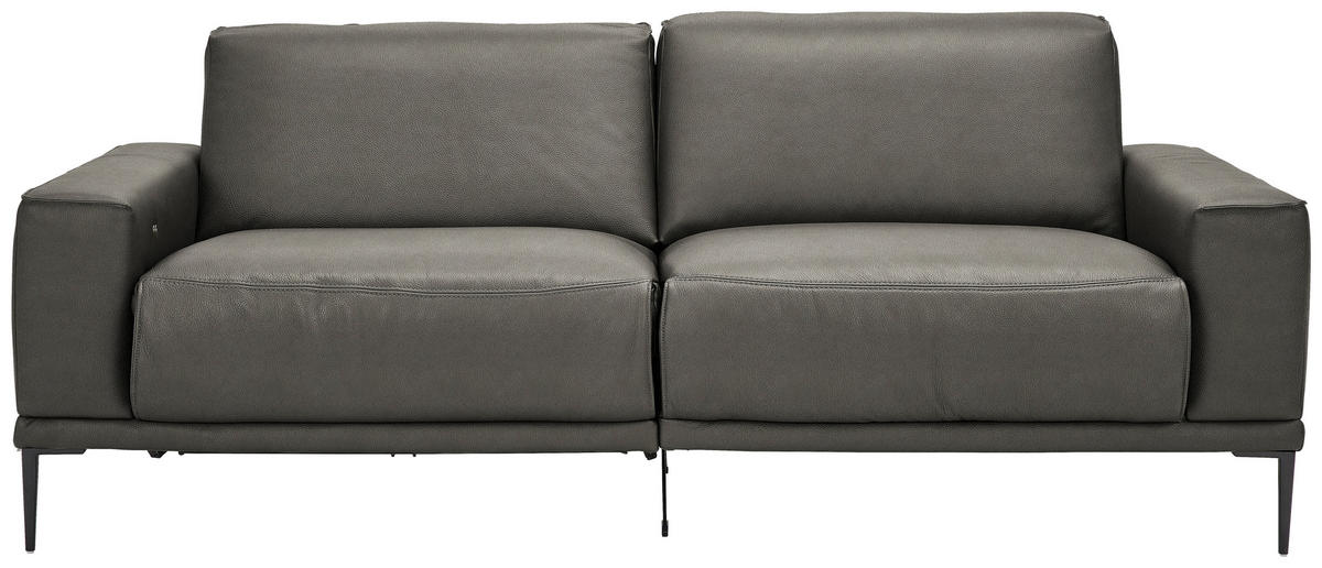 2,5-SITZER in Echtleder Dunkelgrau  - Dunkelgrau/Schwarz, Design, Leder/Metall (200/102/92cm) - Johann Jakob