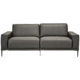 2,5-SITZER  in Echtleder Dunkelgrau   - Dunkelgrau/Schwarz, Design, Leder/Metall (200/102/92cm) - Johann Jakob