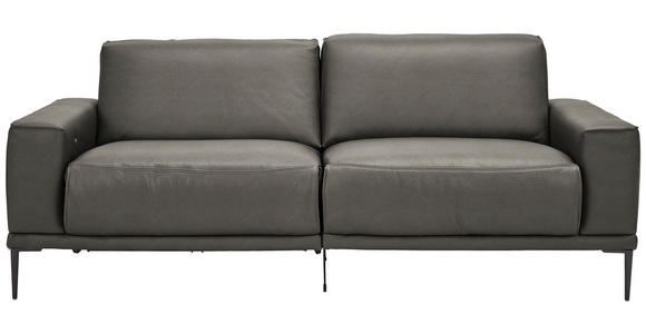 2,5-SITZER  in Echtleder Dunkelgrau   - Dunkelgrau/Schwarz, Design, Leder/Metall (200/102/92cm) - Johann Jakob