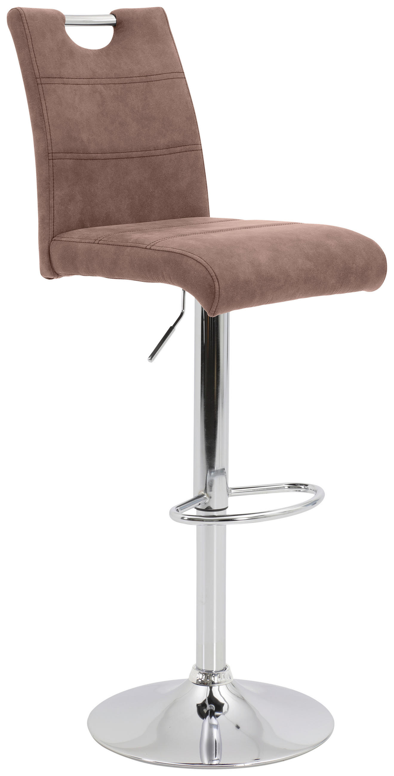 BARHOCKER Mikrofaser Beige Sitzfläche 360° drehbar, mit Griff  - Chromfarben/Beige, KONVENTIONELL, Textil/Metall (38/97-119/50cm) - Carryhome