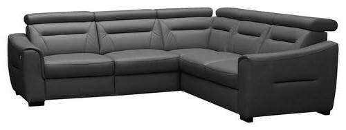 ECKSOFA Lederlook Echtleder Anthrazit  - Wengefarben/Anthrazit, Design, Leder/Holz (260/260cm) - Celina Home