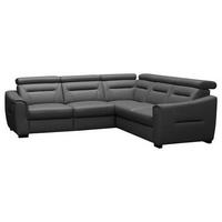 ECKSOFA Lederlook Echtleder Anthrazit  - Wengefarben/Anthrazit, Design, Leder/Holz (260/260cm) - Celina Home