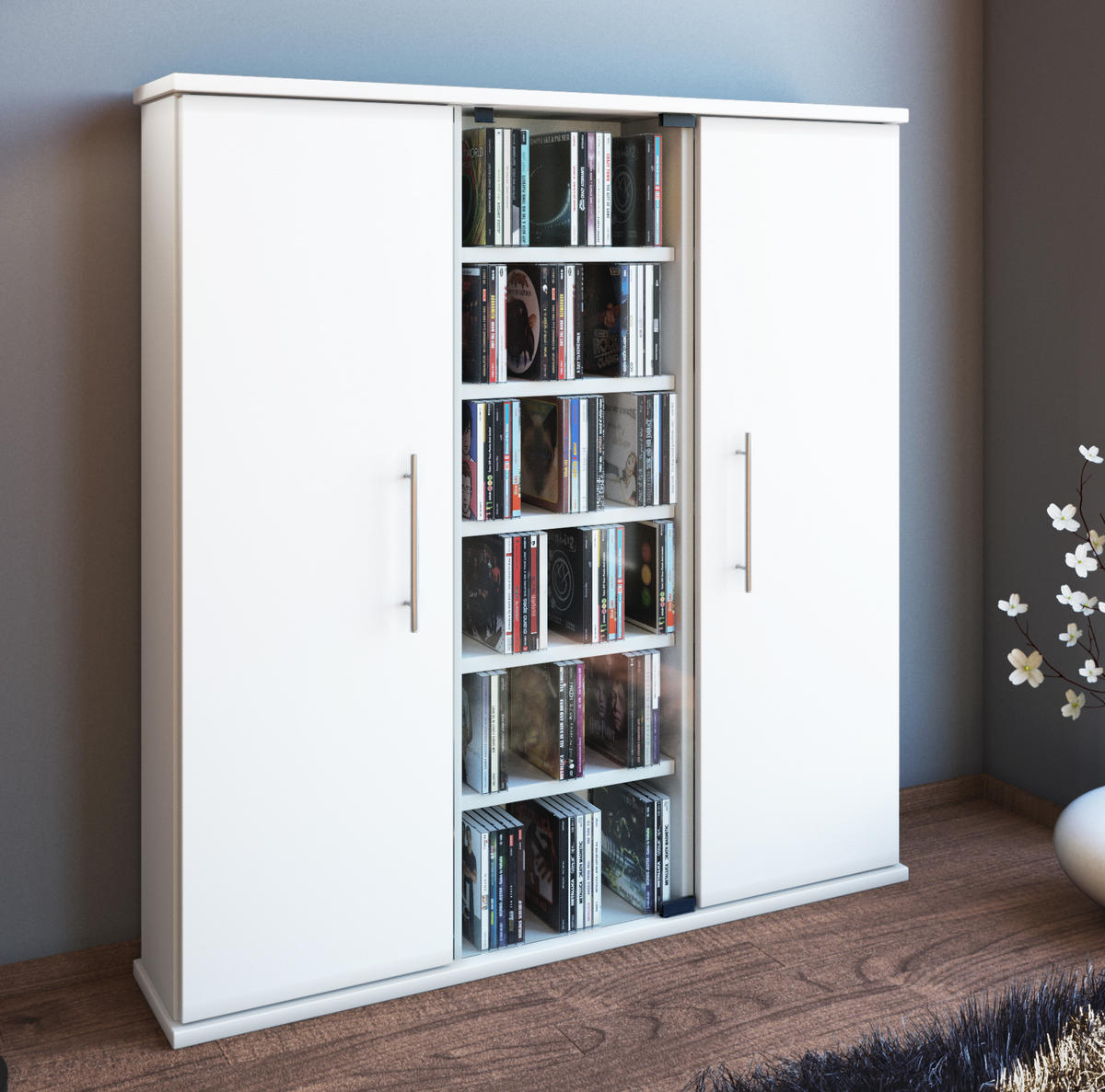 CD-Regal in Weiß - Weiss, Konventionell, Glas/Holzwerkstoff (86/91,5/18cm) - MID.YOU