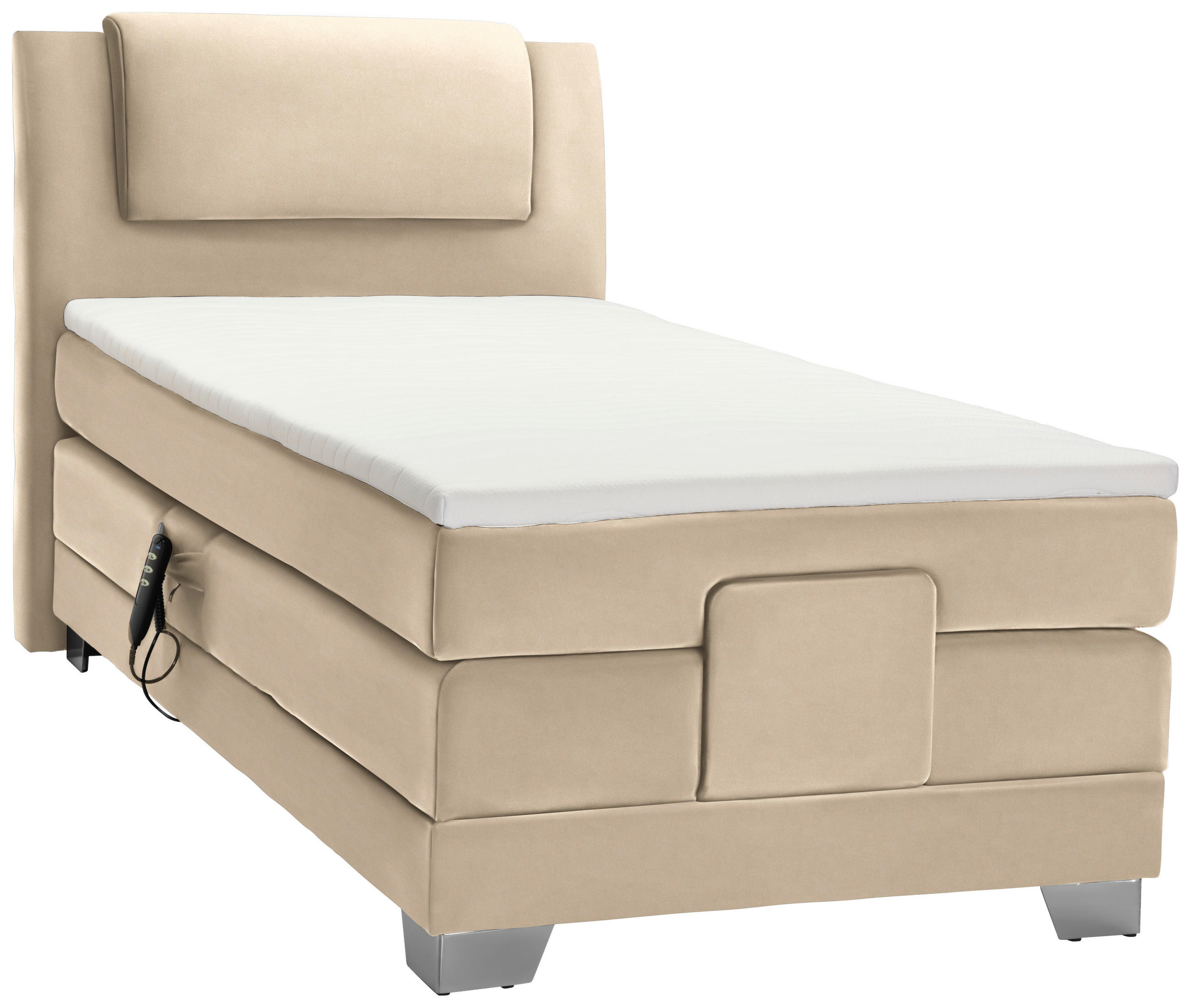 BOXSPRINGBETT 100/200 cm  in Hellbraun  - Hellbraun/Silberfarben, KONVENTIONELL, Kunststoff/Textil (100/200cm) - Esposa
