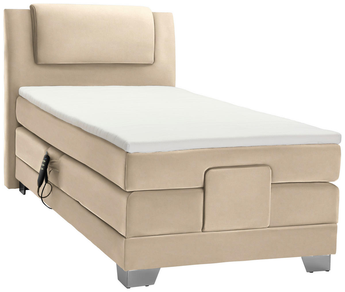 BOXSPRINGBETT 100/200 cm  in Hellbraun  - Hellbraun/Silberfarben, KONVENTIONELL, Kunststoff/Textil (100/200cm) - Esposa