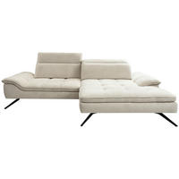 SEDEŽNA GARNITURA, šenilja bež  - črna/bež, Design, kovina/tekstil (288/179-202cm) - Hom`in