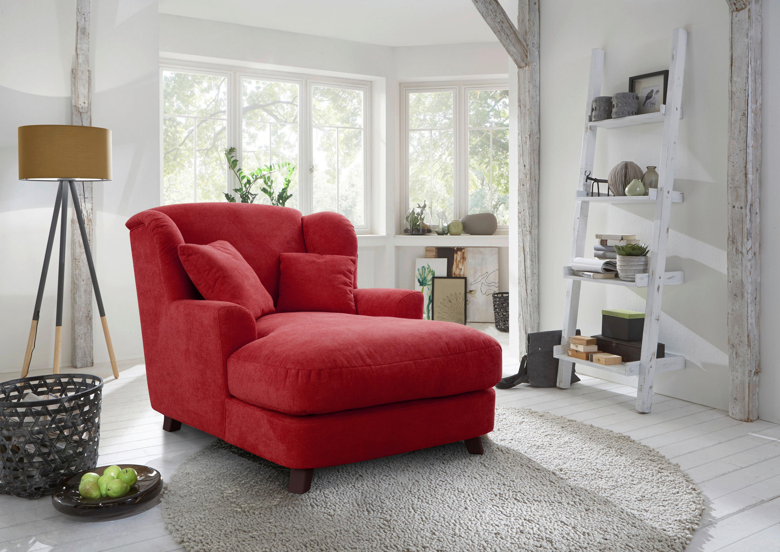 XXL-SESSEL in Rot  - Dunkelbraun/Rot, Modern, Holzwerkstoff/Textil (109/104/145cm) - Sit & More