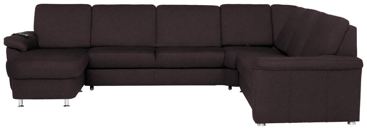 WOHNLANDSCHAFT in Flachgewebe Mokka  - Chromfarben/Mokka, KONVENTIONELL, Textil/Metall (163/336/240cm) - Beldomo System