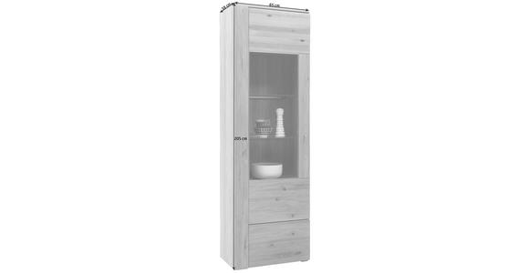 VITRINE Eiche furniert, massiv Eichefarben - Eichefarben/Alufarben, KONVENTIONELL, Glas/Holz (65/205/38cm) - Voleo