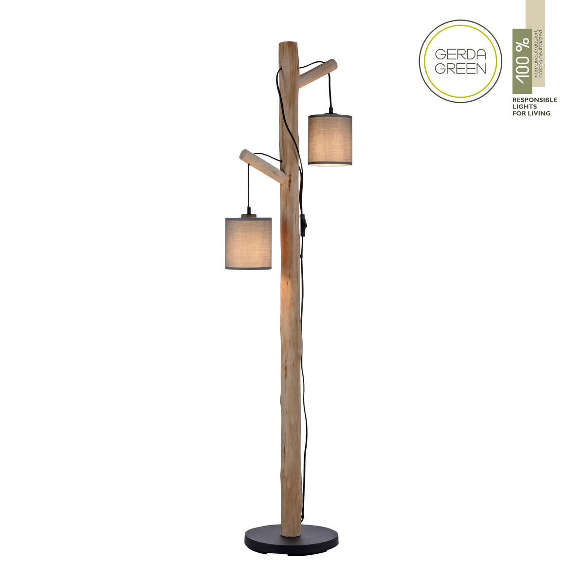 STEHLEUCHTE 39/28/150 cm    - Taupe, Natur, Holz/Kunststoff (39/28/150cm)