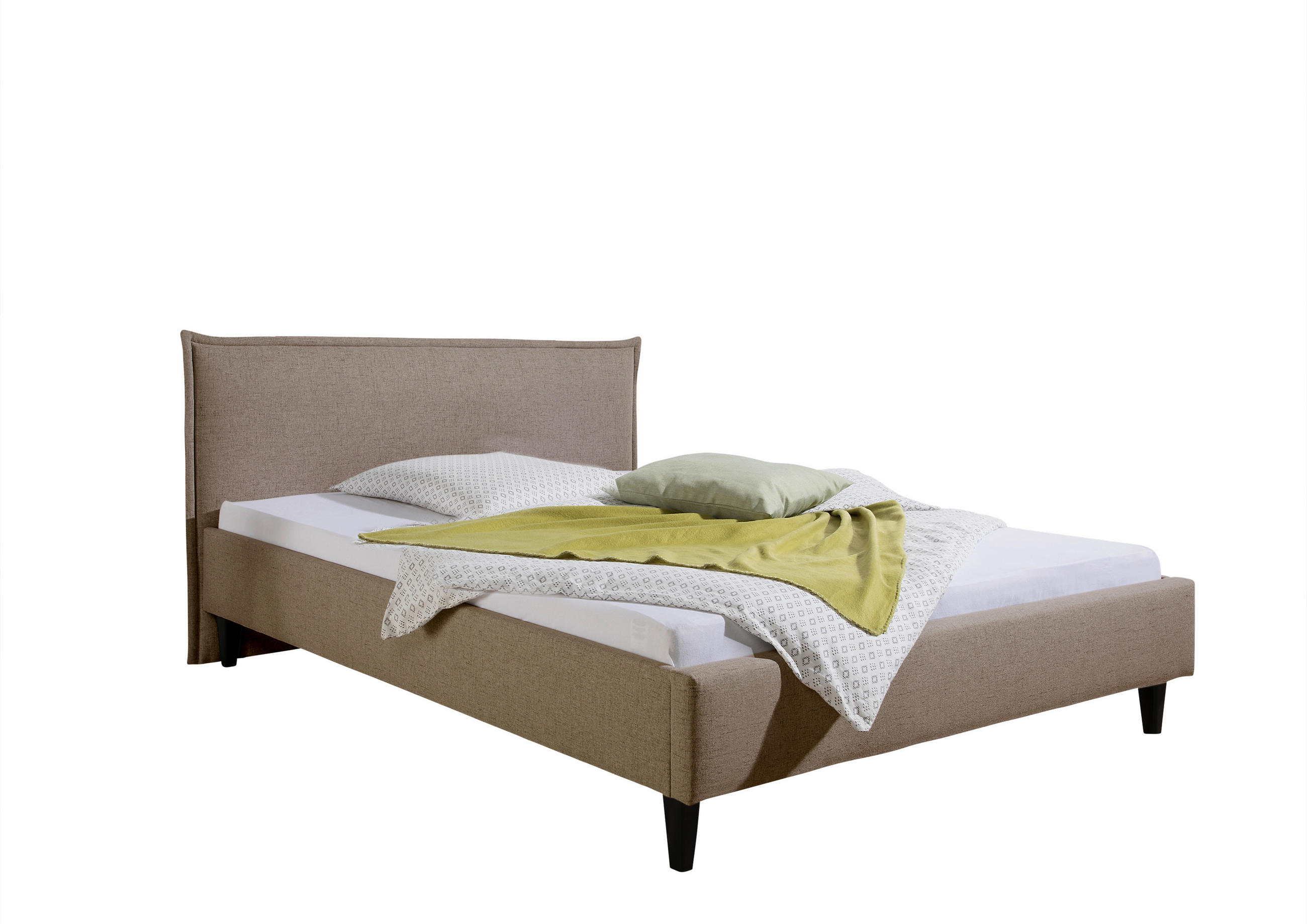 POLSTERBETT 100/200 cm,  in Hellbraun,  - Hellbraun/Schwarz, MODERN, Holz/Textil (100/200cm) - Livetastic