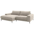 ECKSOFA  in Flachgewebe Beige Rücken echt  177/253 cm  - Beige/Schwarz, Design, Textil/Metall (177/253cm) - Dieter Knoll