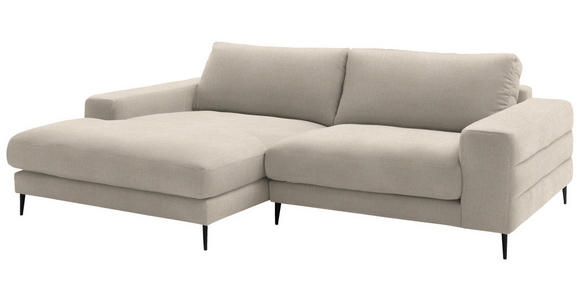ECKSOFA  in Flachgewebe Beige Rücken echt  177/253 cm  - Beige/Schwarz, Design, Textil/Metall (177/253cm) - Dieter Knoll