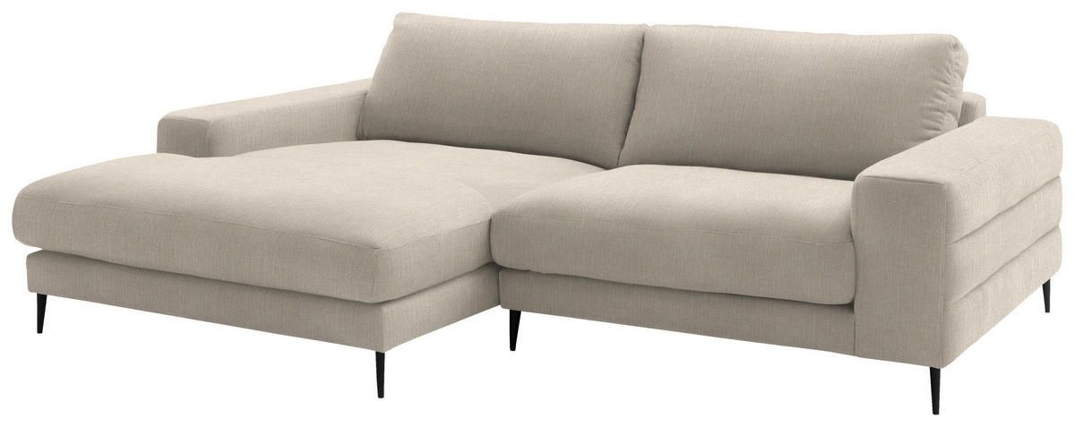 ECKSOFA in Flachgewebe Beige  - Beige/Schwarz, Design, Textil/Metall (177/253cm) - Dieter Knoll