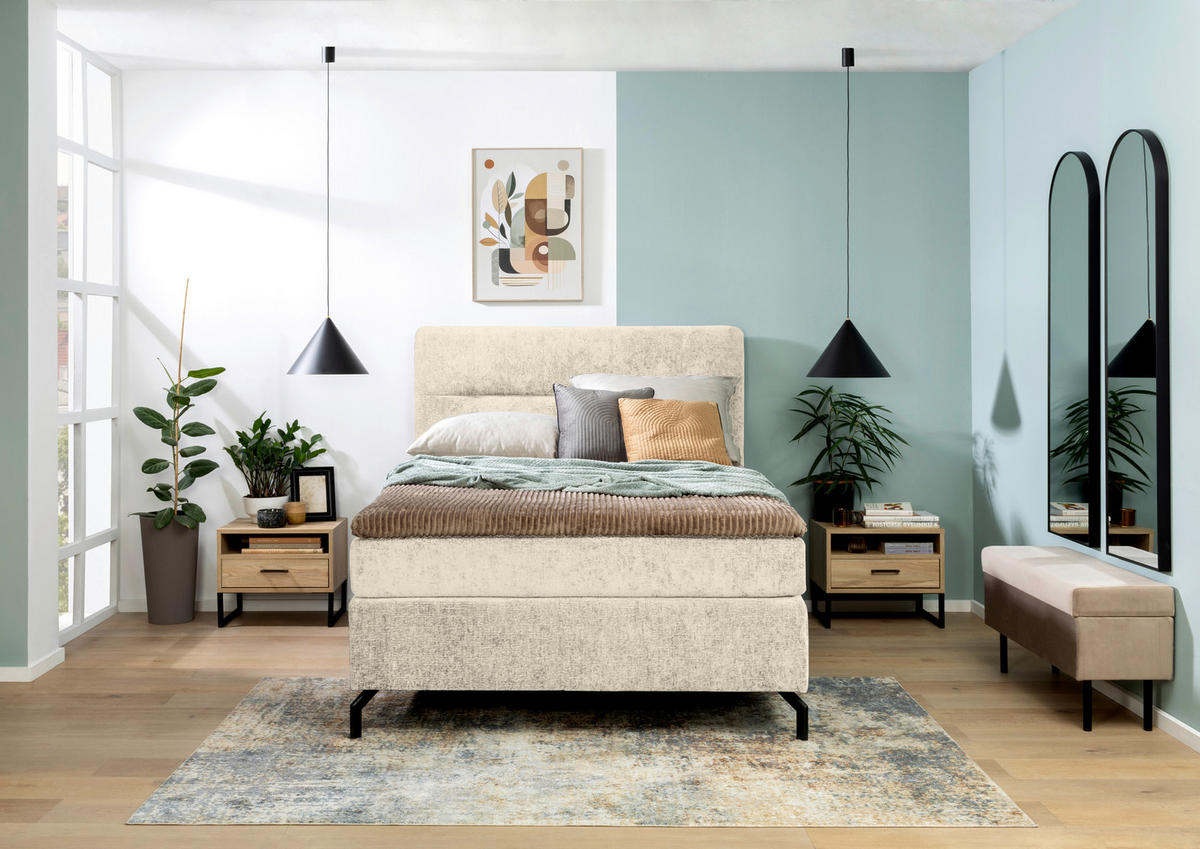 BOXSPRINGBETT 140/200 cm  in Champagner  - Champagner/Schwarz, Design, Textil/Metall (140/200cm) - Esposa