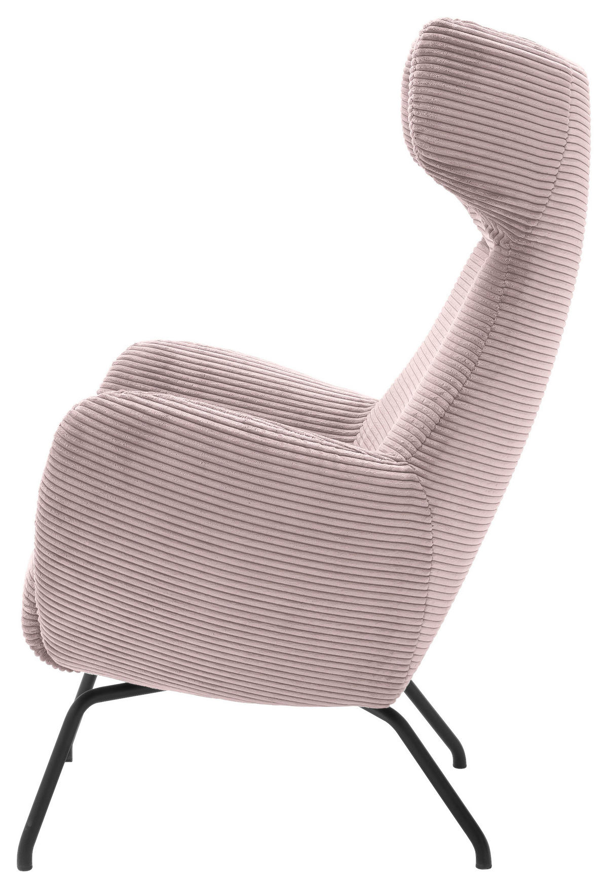 OHRENSESSEL in Cord Rosa  - Schwarz/Rosa, Design, Textil/Metall (79/117/82cm) - Lomoco