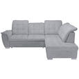 ECKSOFA Hellgrau Chenille  - Chromfarben/Hellgrau, KONVENTIONELL, Kunststoff/Textil (260/205cm) - Carryhome
