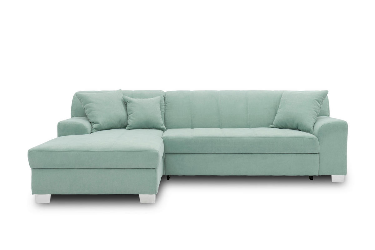 ECKSOFA CAPRI Mintgrün Mikrofaser  - Chromfarben/Mintgrün, KONVENTIONELL, Textil/Metall (152/239cm) - MID.YOU