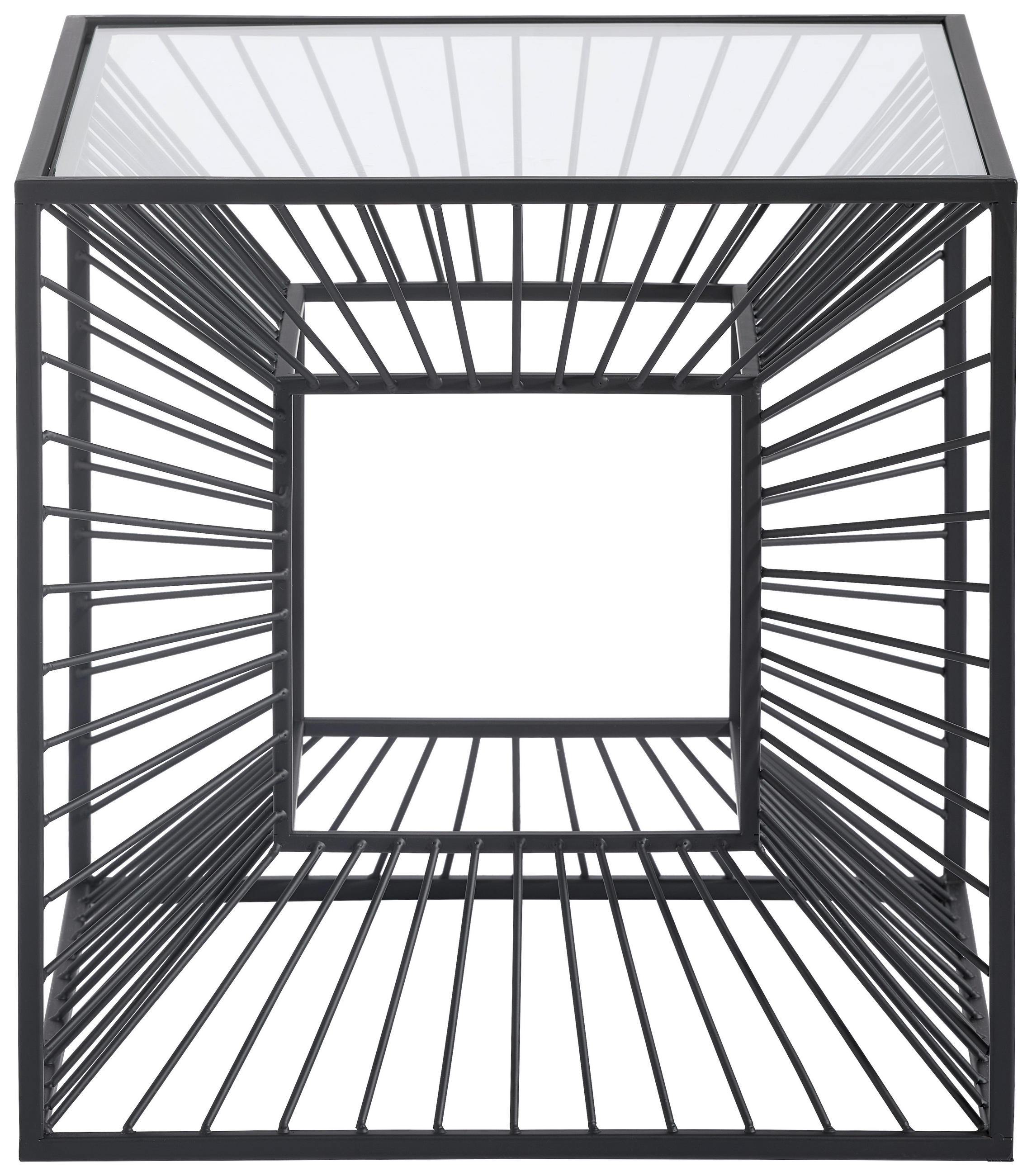 BEISTELLTISCH 40/40/40 cm Schwarz quadratisch  - Schwarz, Trend, Glas/Metall (40/40/40cm) - Xora