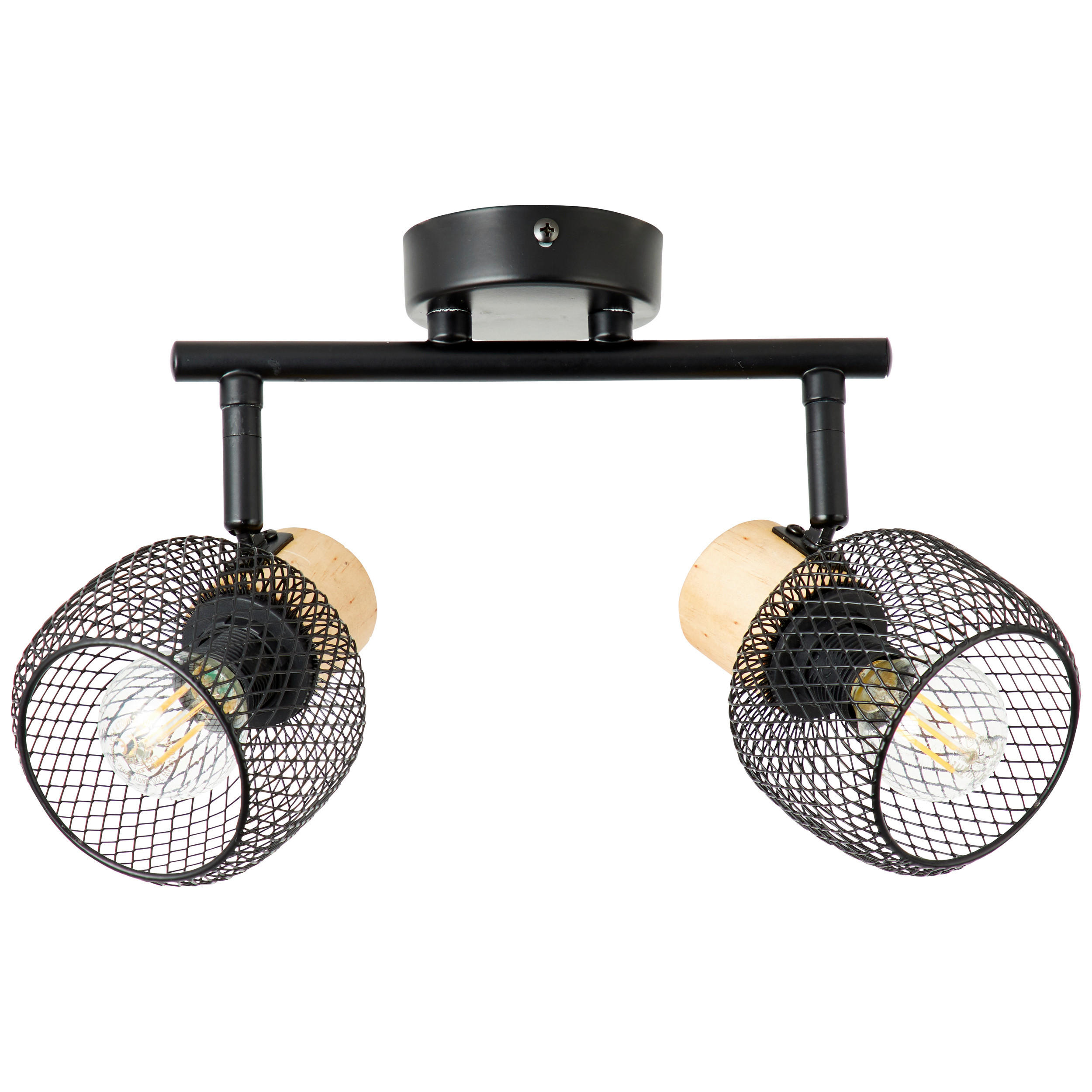 DECKENSTRAHLER - Schwarz/Kieferfarben, Basics, Holz/Metall (38/17,5/10cm) - Brilliant