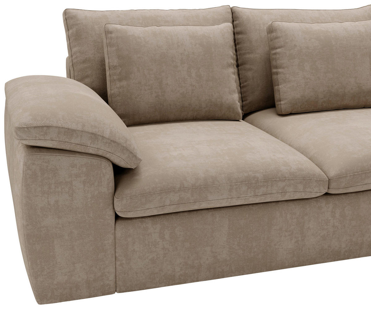ECKSOFA Chenille Beige  - Beige/Schwarz, Design, Kunststoff/Textil (289/216cm) - Livetastic