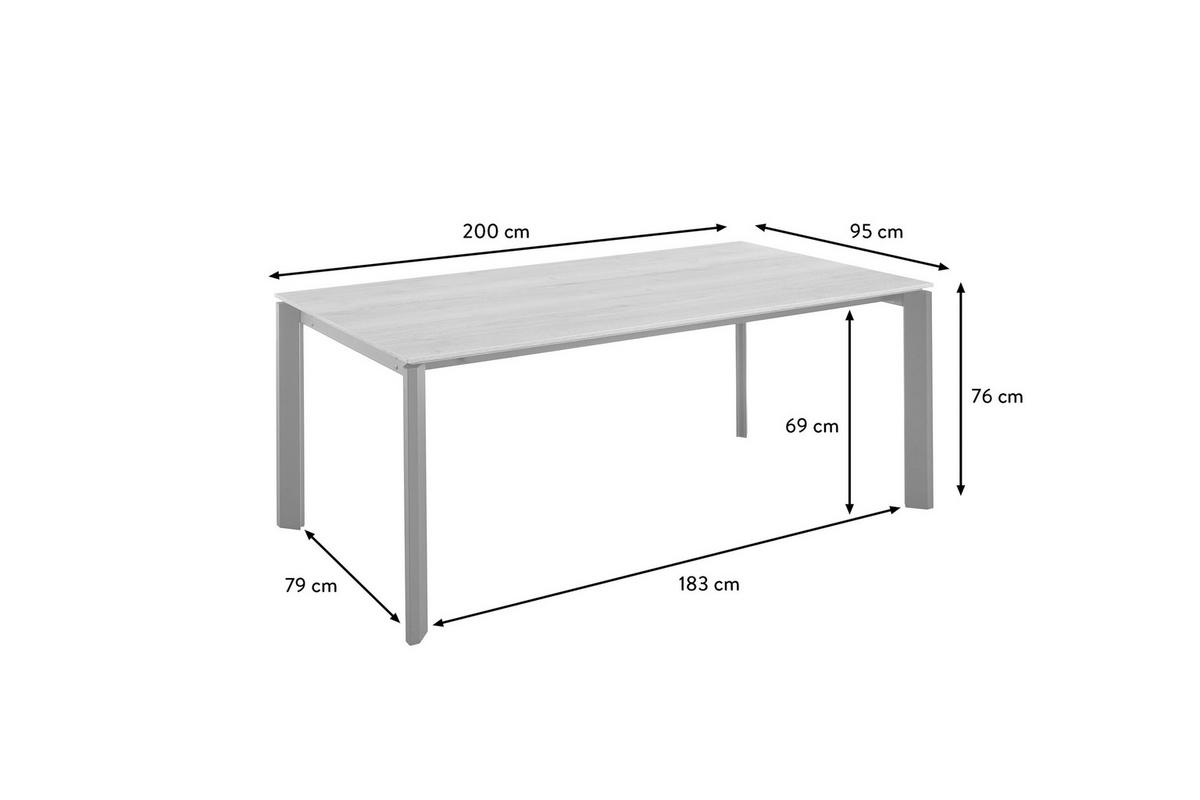 ESSTISCH in Metall, Holzwerkstoff 200/95/76 cm  - Eichefarben, Basics, Holzwerkstoff/Metall (200/95/76cm) - Celina Home